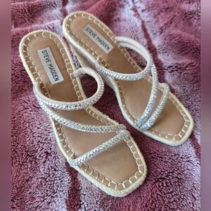 Steve Madden Sparkling Silver Strappy Sandals